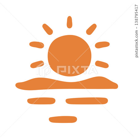 Sunrise Over Sea Abstract Emblem Sunrise Over Sea Abstract Emblem 138795417