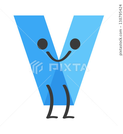 Letter V Mascot Smiling Character Logo Letter V Mascot Smiling Character Logo 138795424