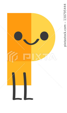 Letter P Character Mascot Standing Cartoon 138795444