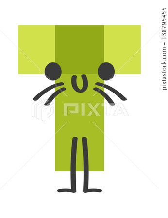 Letter T Cat Mascot Line Art Letter T Cat Mascot Line Art 138795455