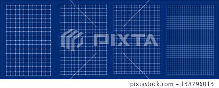Set of square grids with small circles on blue in four densities. Fine lines dot nodes precise pages UI wireframes Set of square grids with small circles on blue in four densities. Fine lines dot nodes precise pages UI wireframes 138796013