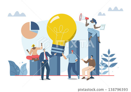 Effective teamwork, career growth, profit, or improvement approaches, career development concept, symbol of teamwork, Businessmen express ideas that are a good idea together. Vector  illustration. 138796393