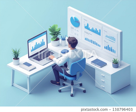 在計算機上工作的人 138796403