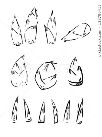 用筆觸描繪的竹筍 138796413