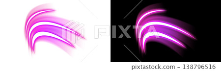 Pink light arc effect set with transparent and black backgrounds. Pink light arc effect set with transparent and black backgrounds. 138796516