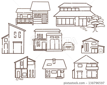 各種房地產和房屋的線條圖 138796597
