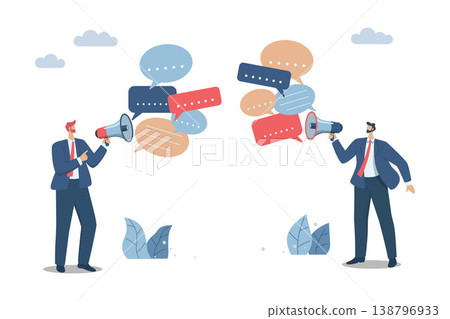 Corporate communication between co-workers, managers, and teams. A productive conversation or conversation in the workplace, Communication concept, Serious discussion between business people. 138796933