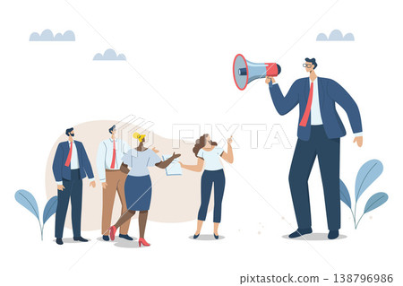 Managers, company presidents, employers, or leaders, Communicate with the organization between co-workers and employees. Manage work systems Plan work to be efficient in the company. Vector design. 138796986