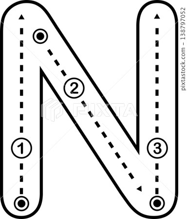 Letter N Tracing Worksheet for Kids, Black and White Alphabet Handwriting Practice Letter N Tracing Worksheet for Kids, Black and White Alphabet Handwriting Practice 138797052