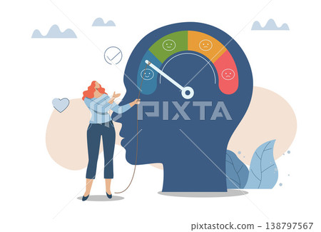 Problems with stress levels and work pressure, Stress management and emotional regulation, Businesswoman is trying to relieve emotional stress in the brain of a employee human head. Problems with stress levels and work pressure, Stress management and emotional regulation, Businesswoman is trying to relieve emotional stress in the brain of a employee human head. 138797567