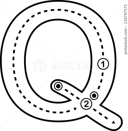 Letter Q Tracing Worksheet for Kids, Black and White Alphabet Handwriting Practice 138797575