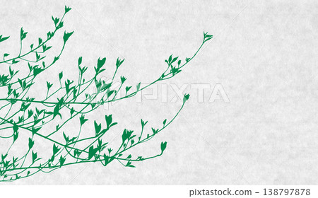 嫩葉萌發的輪廓，一幅日式藝術作品，標誌著季節的開始。 138797878