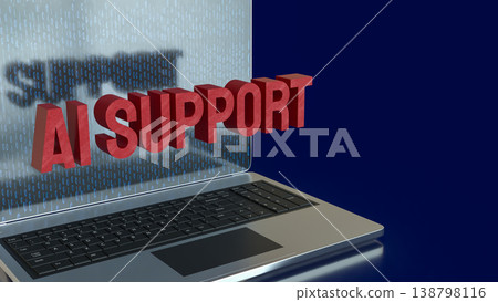 Futuristic Laptop Displaying AI Support Concept Technology Interface 3d render. 138798116