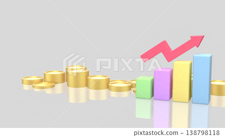 Colorful Financial Growth Bar Chart With Rising Profit Arrow Concept 3d render. 138798118