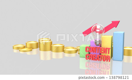 Creative Content Creator Business Growth Concept With Rising Chart 3d render. Creative Content Creator Business Growth Concept With Rising Chart 3d render. 138798121