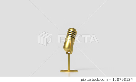 Golden Vintage Microphone Isolated On Minimal Background For Audio Concept 3d render. Golden Vintage Microphone Isolated On Minimal Background For Audio Concept 3d render. 138798124