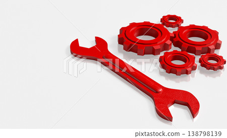 Business Tools and Gear Mechanism Maintenance Strategy Concept 3d render. Business Tools and Gear Mechanism Maintenance Strategy Concept 3d render. 138798139