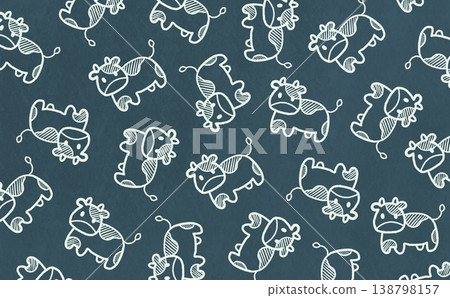Cow line drawing pattern (white x gray) Cow line drawing pattern (white x gray) 138798157