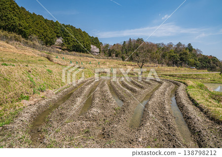 Springtime terraced rice field scenery, Ogi, Otsu City, Shiga Prefecture Springtime terraced rice field scenery, Ogi, Otsu City, Shiga Prefecture 138798212