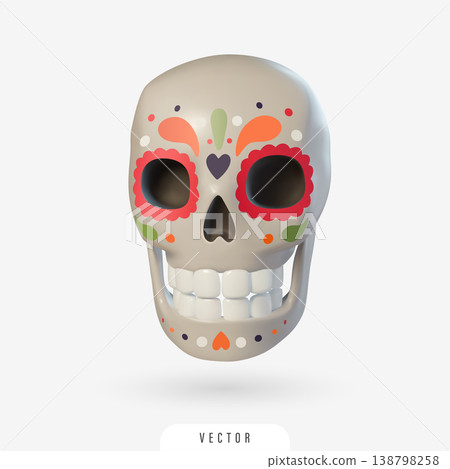 3D festive skull face 138798258