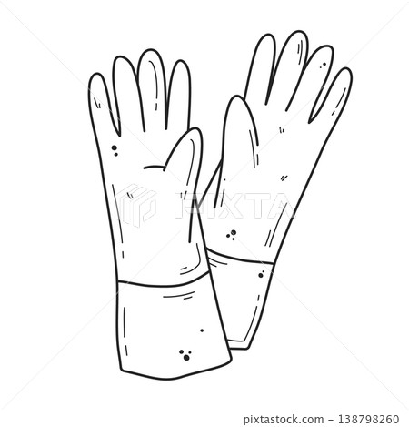 Hand drawn rubber gloves illustration 138798260