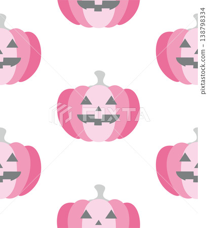 Halloween pumpkin seamless pattern, pink, jack-o'-lantern background wallpaper. 138798334