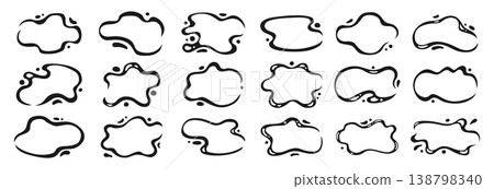 Liquid shapes icon sign set symbol fluid puddles wavy stains splashes drops design for text frames Liquid shapes icon sign set symbol fluid puddles wavy stains splashes drops design for text frames 138798340