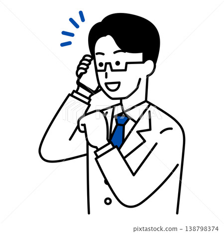 A male doctor enjoys chatting on his smartphone. 138798374