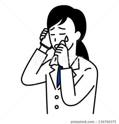 Female doctor cries during a phone conversation. 138798375