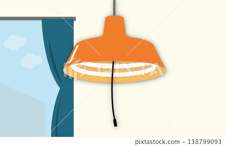 The indoor pendant light and the view from the window. The indoor pendant light and the view from the window. 138799093