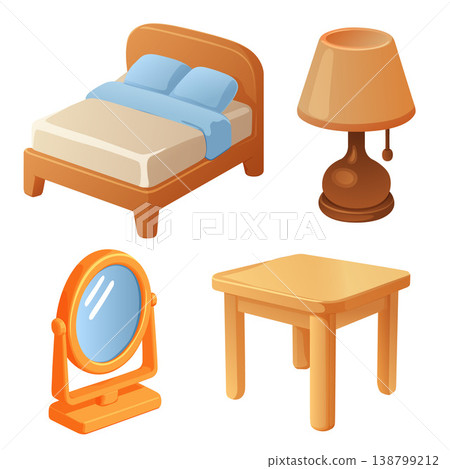 bedroom furniture 3d object set 138799212