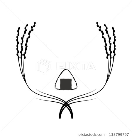 飯糰圖示和新的米飯邊框插圖 138799797