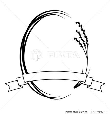 絲帶和稻稈框架插圖 138799798