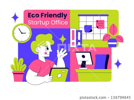 Eco Friendly Startup Office Illustration With Green Workspace Plants, Sustainable Business Interior, and Modern Creative Work Environment Design Eco Friendly Startup Office Illustration With Green Workspace Plants, Sustainable Business Interior, and Modern Creative Work Environment Design 138799845