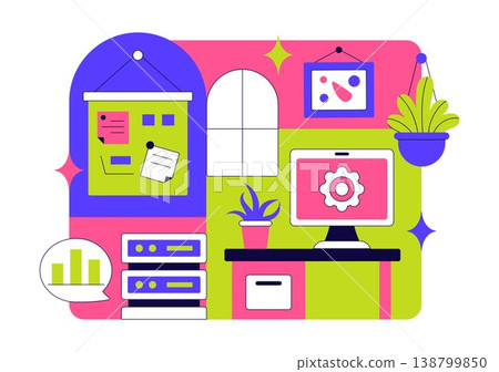Eco Friendly Startup Office Illustration With Green Workspace Plants, Sustainable Business Interior, and Modern Creative Work Environment Design Eco Friendly Startup Office Illustration With Green Workspace Plants, Sustainable Business Interior, and Modern Creative Work Environment Design 138799850