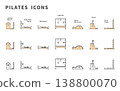 Machine Pilates Equipment Icon Set (Color Version) / Reformer, Chair, Cadillac 138800070