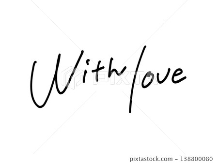Handwritten English letters for "With love" - soft and gentle lettering design. 138800080