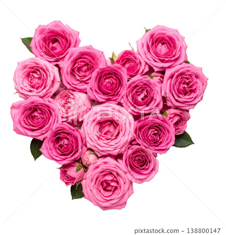 一束由粉紅玫瑰花組成的心型花束 138800147