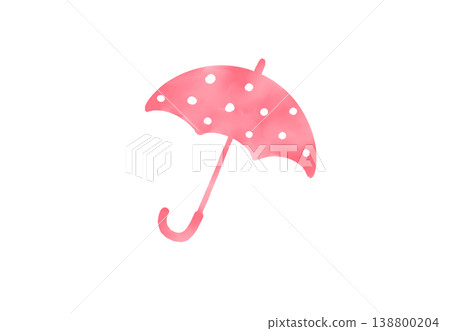 A cute pink umbrella with watercolor-style polka dots. A cute pink umbrella with watercolor-style polka dots. 138800204