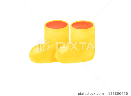 Cute yellow rain boots with a watercolor touch Cute yellow rain boots with a watercolor touch 138800436