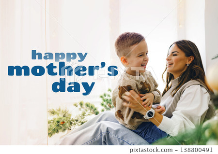 Celebrating happy Mother's Day with a joyful moment between mother and child on May 10 Celebrating happy Mother's Day with a joyful moment between mother and child on May 10 138800491