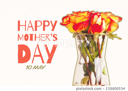 Celebrating Mother's Day on 10 May with vibrant roses in a vase Celebrating Mother's Day on 10 May with vibrant roses in a vase 138800534