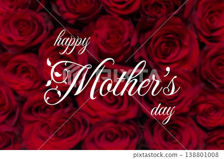 Celebration of Mother's Day on May 10 with red roses and warm wishes for moms 138801008