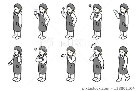 Isometric illustrations: Supermarket clerks in various poses 138801104