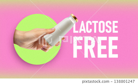 Clean beverage option holds lactose free milk on a bright background Clean beverage option holds lactose free milk on a bright background 138801247