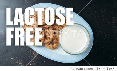 Enjoying cookies and milk that are lactose and gluten free after a midday snack Enjoying cookies and milk that are lactose and gluten free after a midday snack 138801467
