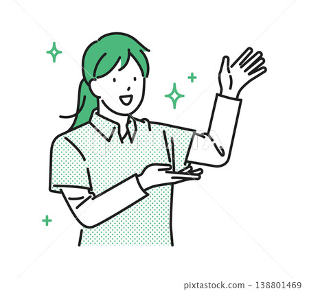插畫素材【護理圖片】：一位年輕的女護理員微笑著解釋。 138801469