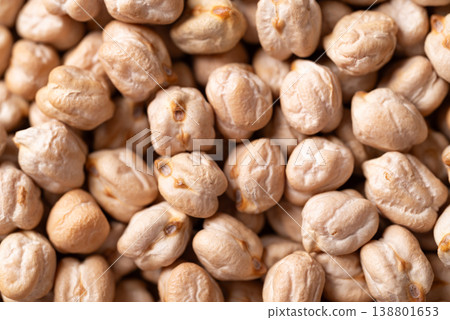 Close up of organic raw chickpeas texture background, healthy food ingredient 138801653
