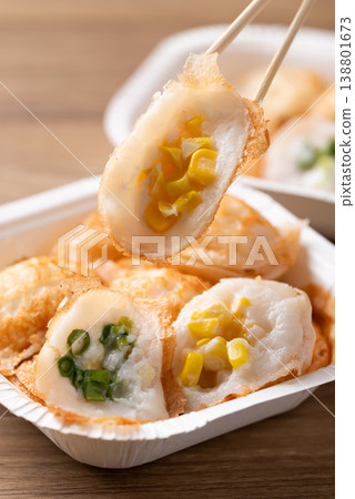 Thai coconut pancakes (Kanom Krok) with corn and spring onion toppings Thai coconut pancakes (Kanom Krok) with corn and spring onion toppings 138801673