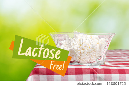 Lactose free food served in a glass bowl on a checkered tablecloth outdoors Lactose free food served in a glass bowl on a checkered tablecloth outdoors 138801723